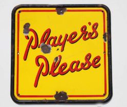 An original vintage Player's Please' enamel advertising sign, 60cms square.