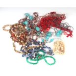 A quantity of costume jewellery, mainly necklaces, to include a Chinese Peking glass necklace with