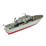 A large remote control model of a motor torpedo boat, 125cms long.