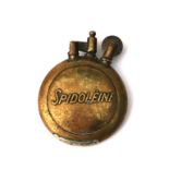 A 1920s Spidoleine Oil advertising petrol lighter. 6cms (2.375ins) by 4.75cms (1.875ins)