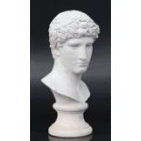 After the antique. An Austin Productions plaster finish bust of David, 45cms high.