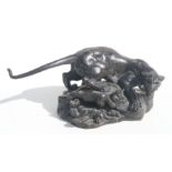 Georges Gardet (French 1863-1939) a bronze group depicting a panther and a snake, signed 'Georges