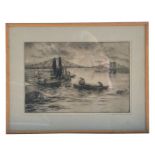 After Harold Darby (20th century British) - Old Lambeth Bridge, 1916 - etching, signed in pencil and