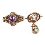 Two Victorian gem set brooches.