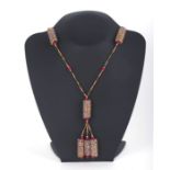 A Venetian millefiore glass bead necklace.