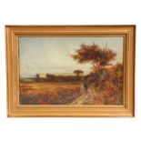 Late 19th / early 20th century school - Figures on a Country Lane - oil on canvas, framed &