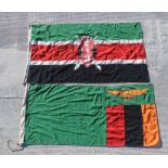A Kenyan National flag, approx 130 by 70cms; together with another similar (2).