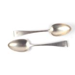 A pair of George III silver tablespoons, initialled, London 1776 and maker's mark for Thomas