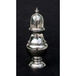 A George III style silver baluster sugar caster with Celtic band decoration, marks rubbed, 18cms