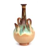 A continental Art pottery two-handled wine ewer, 33cms high.