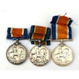Three silver British War Medals named to: 881387 DVR. W. CALVER. R.A., 141197 DVR. H. PEARSON. R.