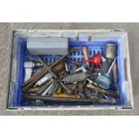 A quantity of assorted workshop tools and accessories to include oil cans, impact wrench,