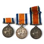 Three silver British War Medals named to: T-364403 DVR. F.J. MORGAN. A.S.C., 224679 GNR. W. HOPE.
