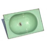 A vintage green enamel camper van sink, 22cms wide.