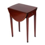 An Edwardian mahogany Pembroke table of small proportions, the oval top with satinwood crossbanding,