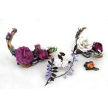 A group of Boehm bone porcelain flowers, The Prince Charles Rose centrepiece, Lady Diana Rose