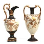 A Victorian porcelain ewer in the classical taste, decorated with gilt decoration depicting