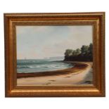 Bob Tucker (20th century British) - Studland Bay, Poole - signed lower right, oil on canvas, framed,