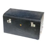 A pre WWI Brooks style domed topped rexine covered motoring trunk with painted gold CH cypher.