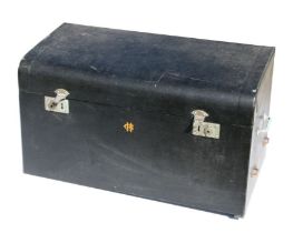A pre WWI Brooks style domed topped rexine covered motoring trunk with painted gold CH cypher.