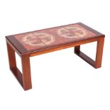 A late 1970's retro tile topped coffee table, 96cms wide.