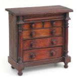 A late 19th / early 20th century apprentice piece miniature Scottish chest with cushion drawer above