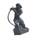 A large bronzed resin figure of Ulysses drawing his bow, 47cms hogh.