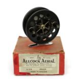 An Alcocks Aerial 4ins diameter centrepin reel, serial no. C815, with original box.