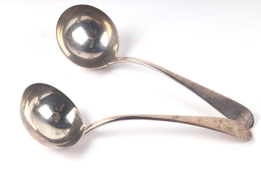 A pair of George III silver sauce ladles, London 1786 and maker's mark for William Sumner, 17cms