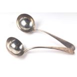 A pair of George III silver sauce ladles, London 1786 and maker's mark for William Sumner, 17cms