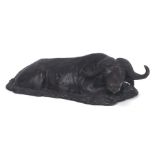 Don Greig - a bronze study of a recumbent sub Saharan buffalo, 24cms wide.