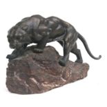 James Andrey (early 20th century French) a bronze study of a prowling tiger, on a naturalistic