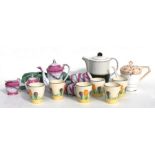 A set of six Crown Devon Crocus pattern lemonade cups; together with similar ceramics.