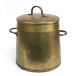 A Dutch brass coal box of tapering form, 40cms high.