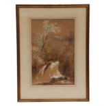 Victorian school - Rocky Waterfall - indistinctly signed & dated '81 lower right, watercolour,