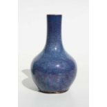 A Chinese mottle blue glaze bottle vase, 16cm high