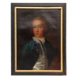 18th century English school - a half length portrait of a young gentleman wearing a blue frock