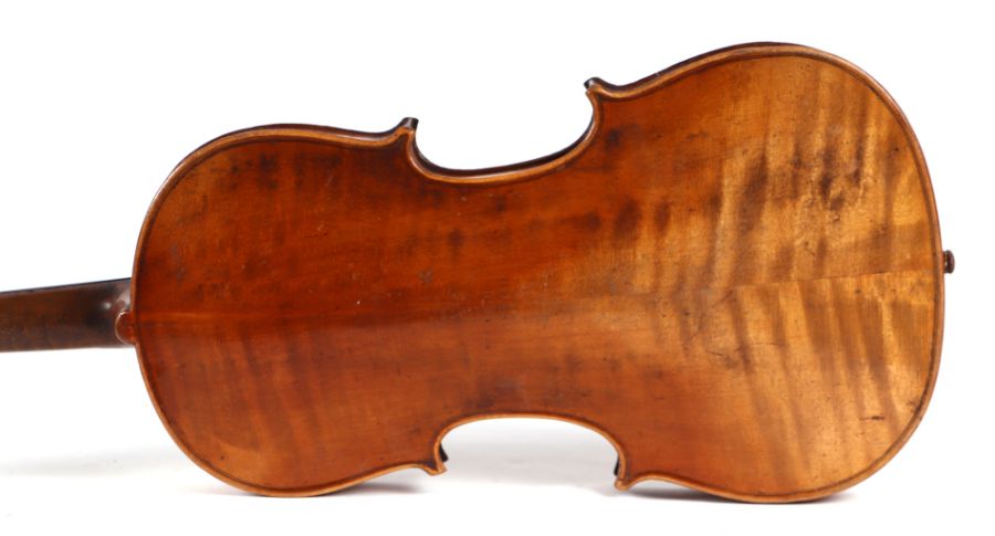 A violin with 14ins two-piece back, bears paper label 'Stradivarius, Made in Germany', with three - Image 5 of 5