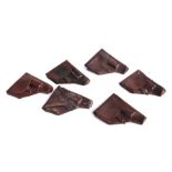 Six brown leather Walther P38 pistol holsters