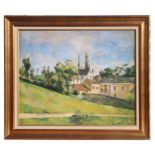 After Paul Cézanne - La Route Montante - French, oil on canvas, framed, 71 by 58cm,