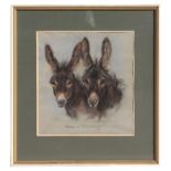 M Cox - Violet and Thistledown - portraits of donkeys, pastel, signed and inscribed 1971, framed &