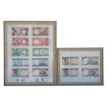 A collection of fourteen Nigerian bank notes of various denominations, framed & glazed (2).