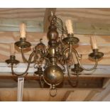 A Hinkley Lighting brass five-arm Dutch style ceiling light, approx 60cms wide.