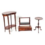 An Edwardian mahogany kidney shaped two-tier occasional table, 54cms wide; together with a George