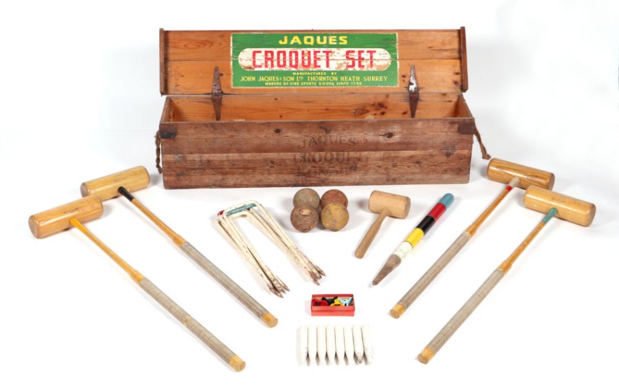 A Jaques of London croquet set, boxed.