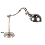 An Industrial design steel table lamp with adjustable column and shade, approx 65cms high.