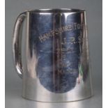 A silver plated tankard with engraved Hampshire (Fortress) RE awarded to Major J. R. Sims, 9cms