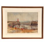 David William Burley (British 1901-1990) - Harbour Scene - watercolour, signed lower right, framed &