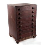 A painted pine chest of eight drawers, on turned feet, 72cms wide.Condition ReportThe chest of