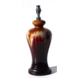 A baluster form pottery table lamp, 36cms high.